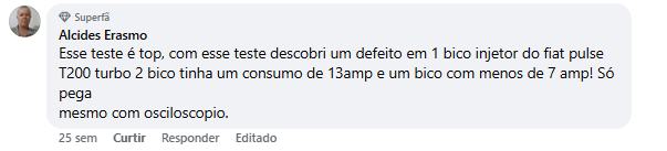 Depoimento em texto de Alcides Erasmo sobre teste com osciloscópio